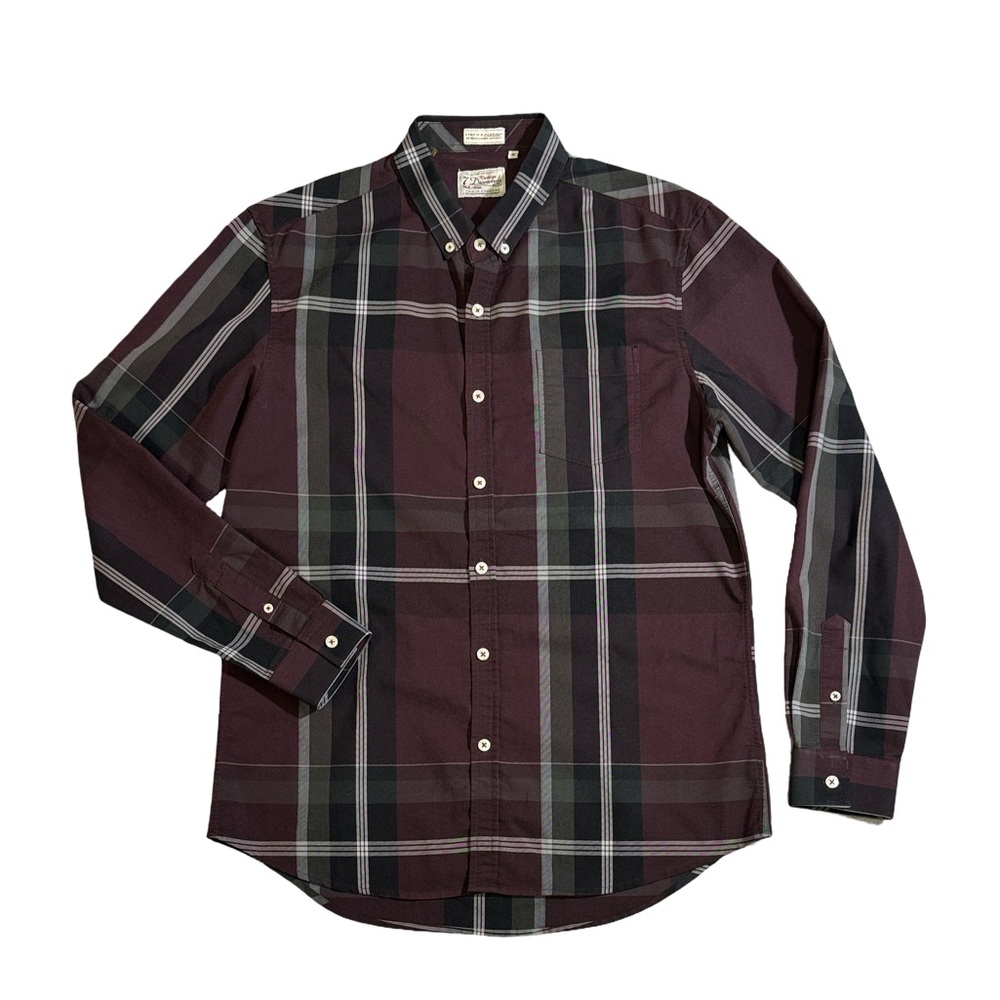 7 Diamonds mens M Medium purple plaid performance stretch oxford shirt EUC